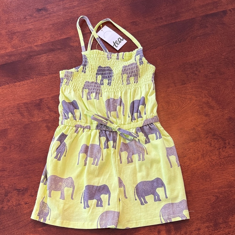Tea collection Green Elephant Print Romper